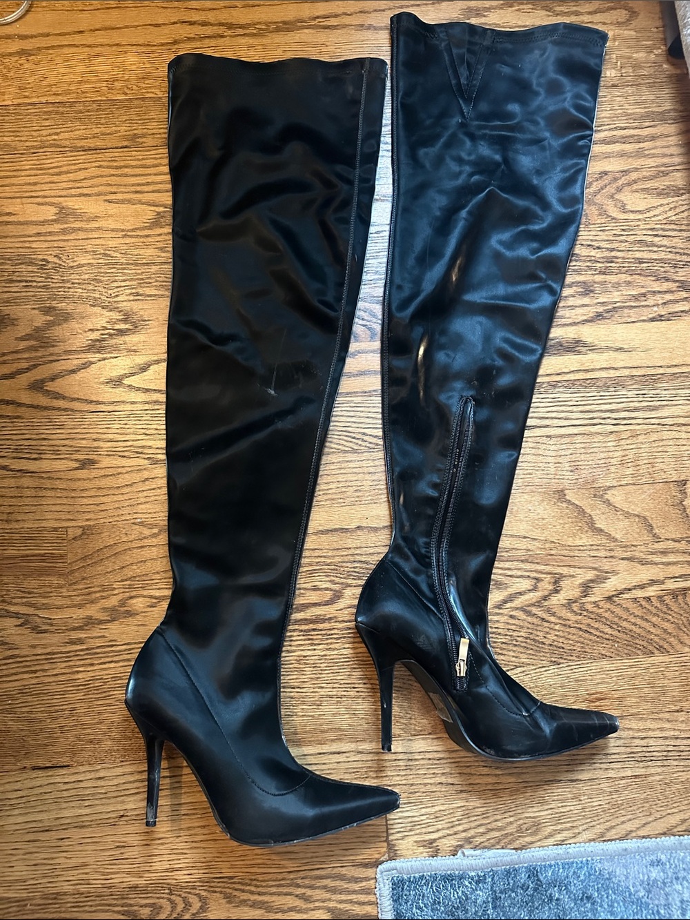 Classic Black Over-the-Knee Stiletto Boots with Side Zip